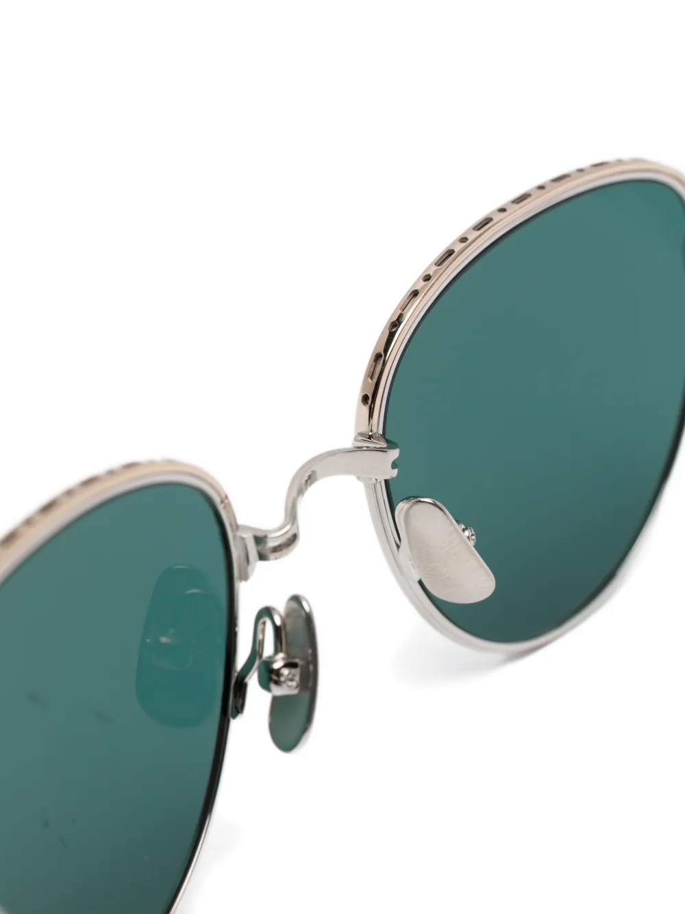 Garrett Leight Wells J zonnebril met rond montuur Zilver