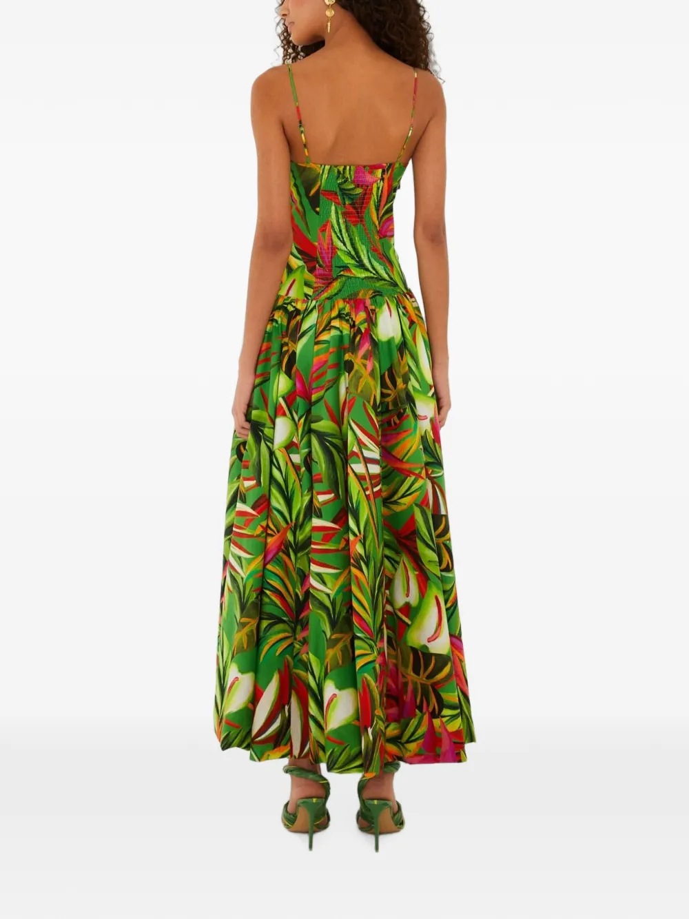 FARM Rio Tropical Dream jurk met bloemenprint en ruches Groen