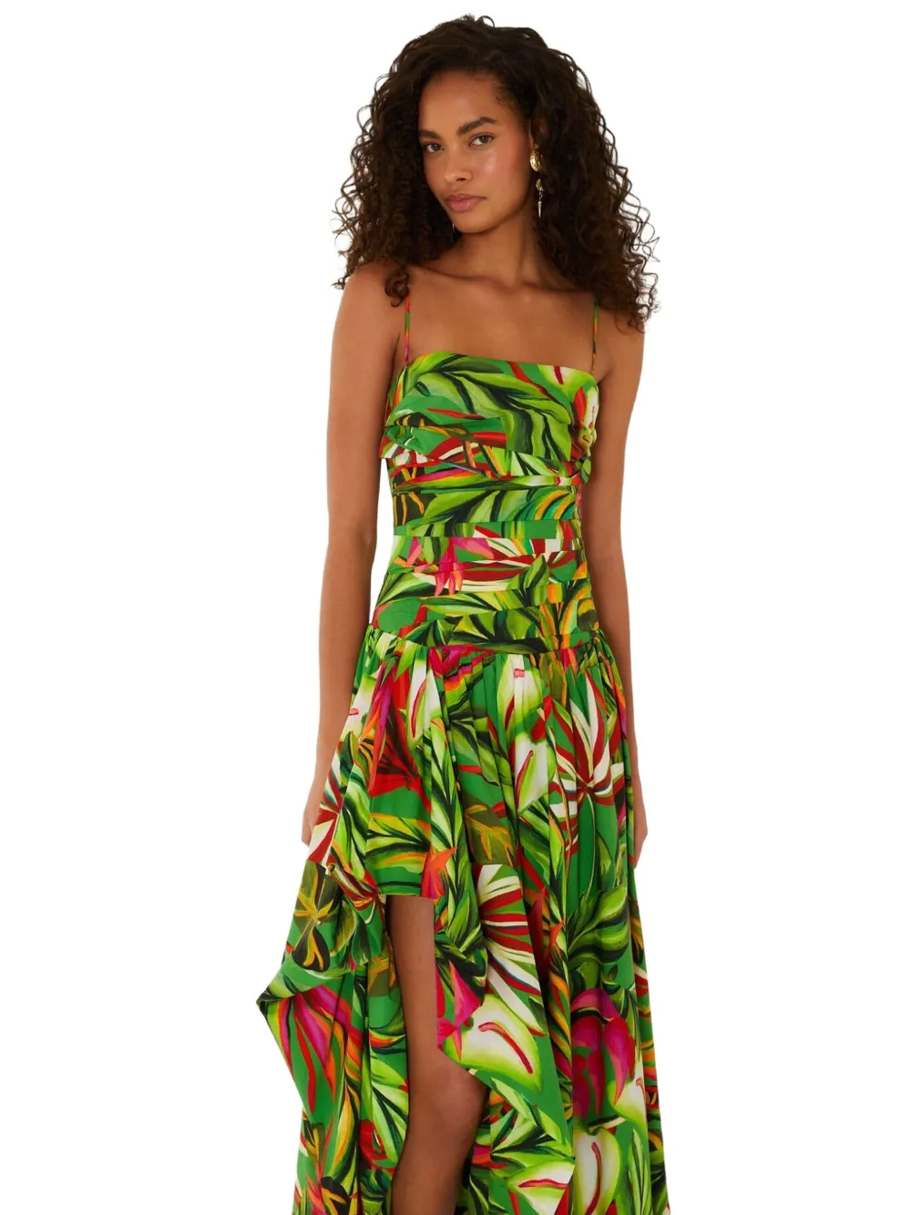 FARM Rio Tropical Dream jurk met bloemenprint en ruches Groen