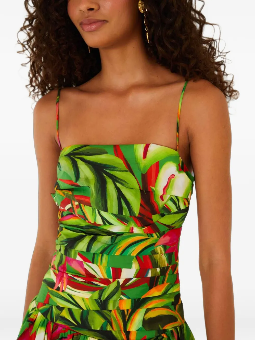 FARM Rio Tropical Dream jurk met bloemenprint en ruches Groen