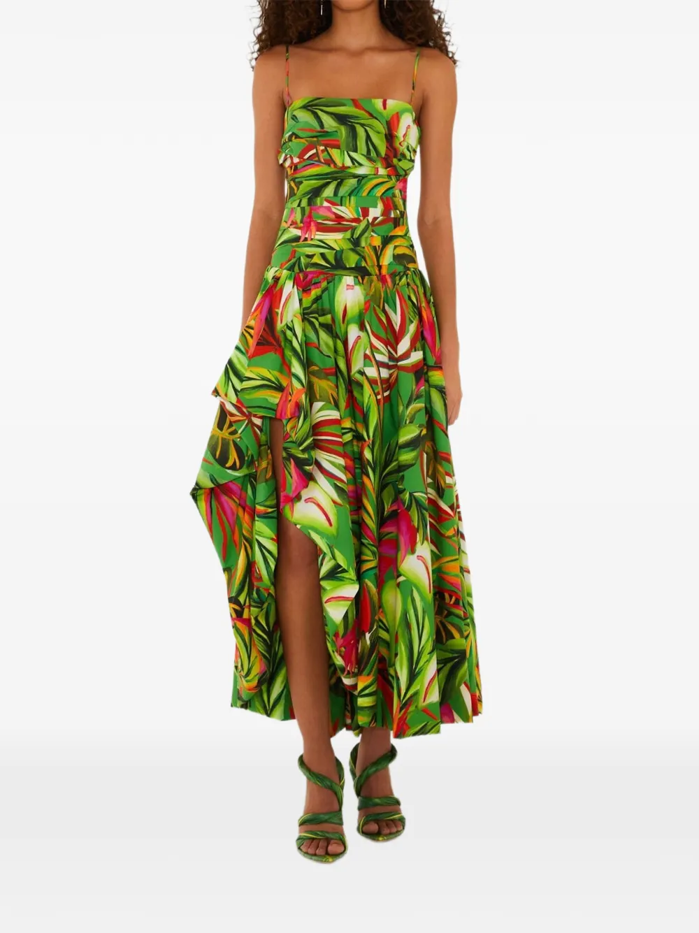 FARM Rio robe froncée Tropical Dream à fleurs - Vert FARM Rio robe froncée Tropical Dream à fleurs - Vert