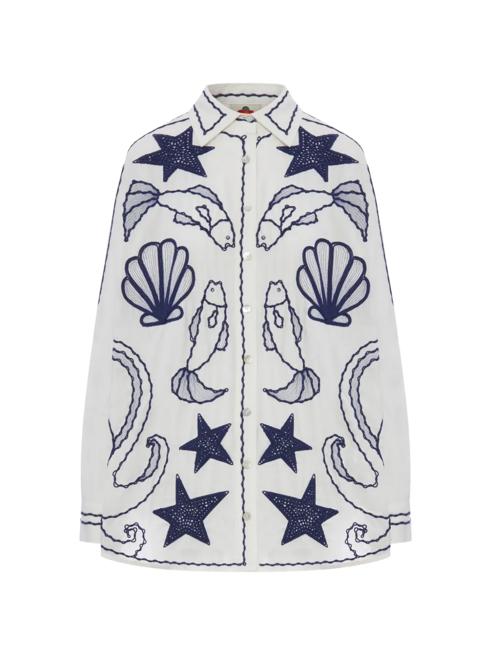 FARM Rio embroidered linen shirt - Bianco