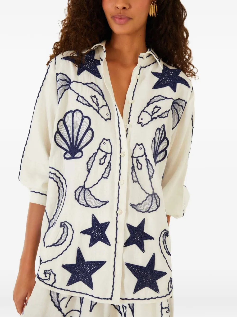 FARM Rio embroidered linen shirt