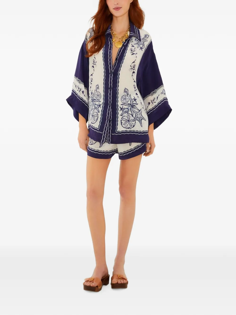 FARM Rio Coast Scarf starfish-print shorts