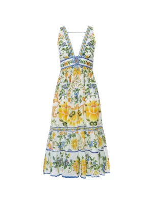 farm rio seashell tapestry cotton midi dress FARM Rio Seashell Tapestry Cotton Midi Dress