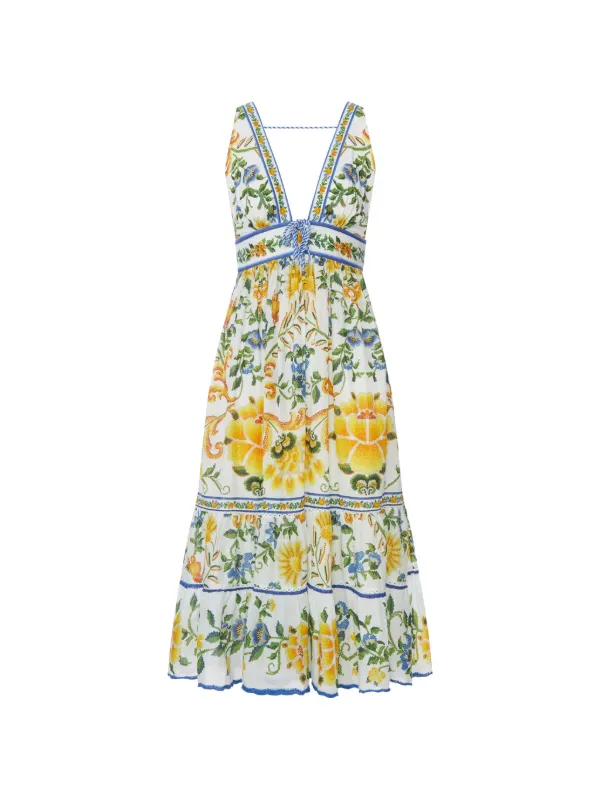 flower tapestry embroidered dress farm rio FARM Rio Glam Tapestry floral-lace Dress | Pink