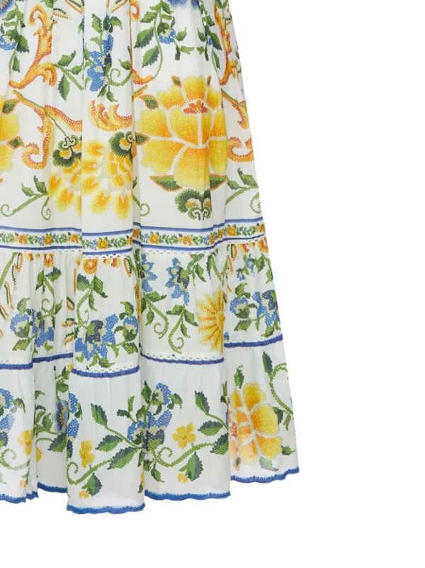 farm rio flower tapestry midi dress Farm Rio Garden Tapestry Embroidered Long Sleeve Midi Dress