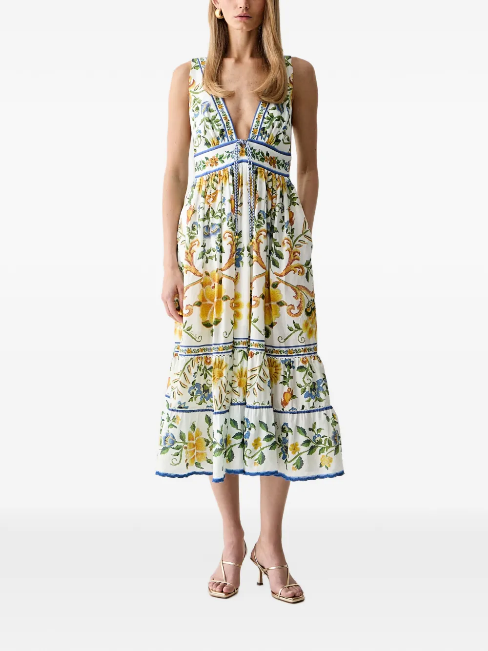FARM Rio Emily Floral Tapestry midi dress - Weiß