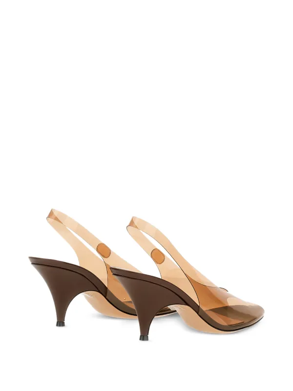 Gianvito Rossi Transparent Slingback Sandals | Brown | FARFETCH