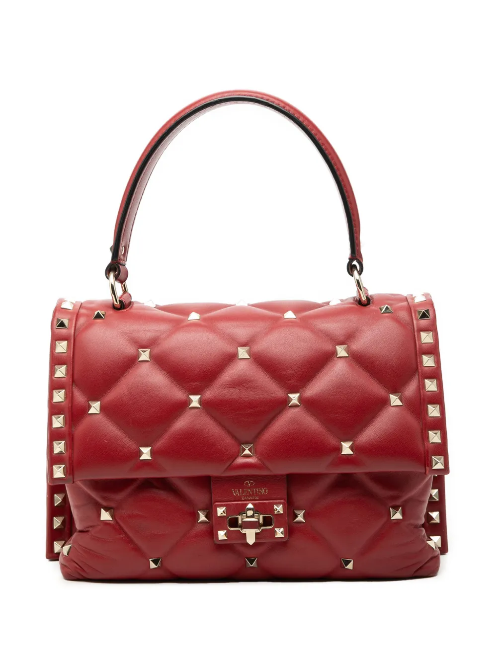 Valentino Garavani Pre-Owned 2000-2017 Medium Lambskin Candystud Top Handle satchel - Rosso