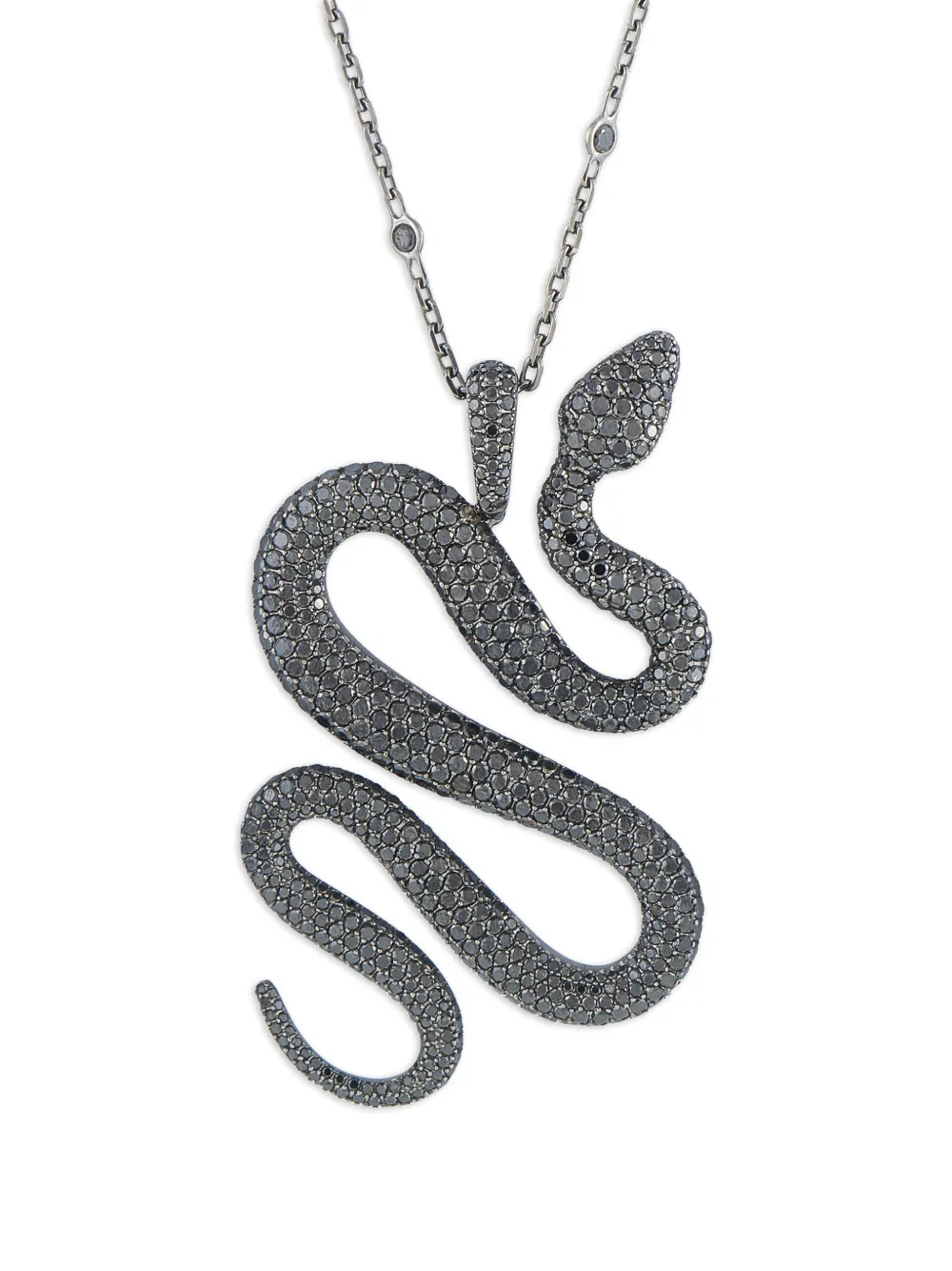 Messika diamond snake-pendant necklace - Argento