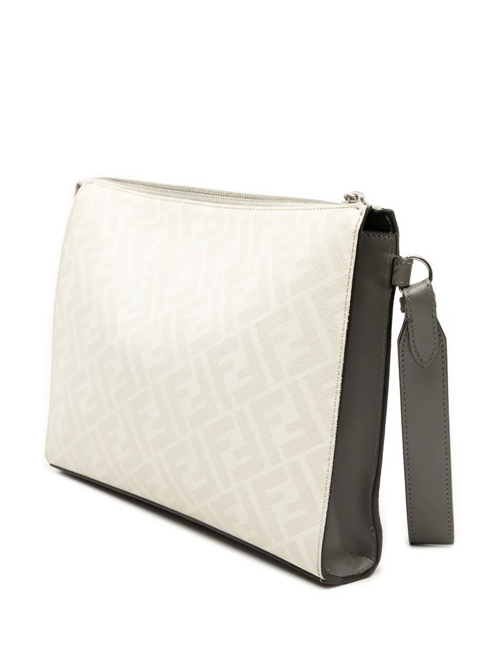  Fendi Pre-owned Pochette 1974 Diagonal Vitello Liberty En Toile Enduite à Motif Zucca (2010-2026) - Blanc 