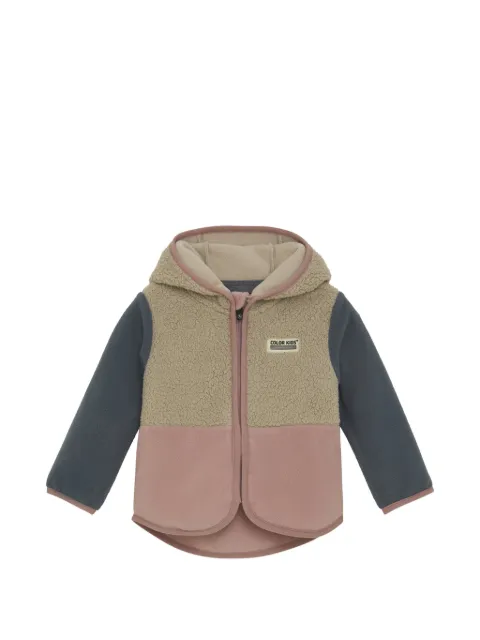 COLOR KIDS colour-block borg-fleece hoodie