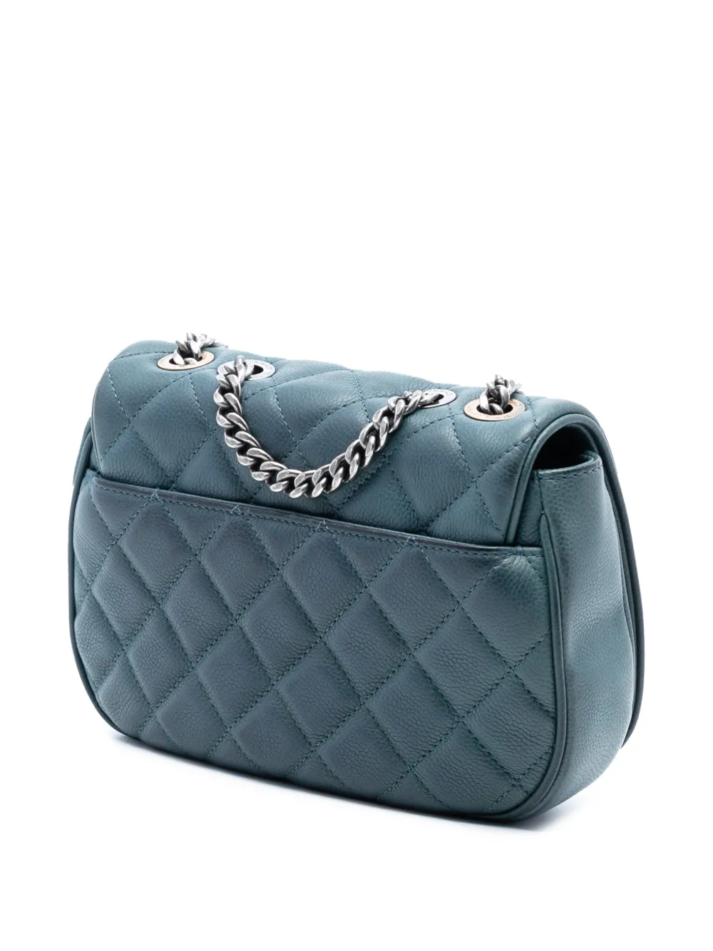  Chanel Pre-owned Borsa A Tracolla Casual Pocket Piccola In Pelle Caviar Trapuntata Con Battente 2016-2017 - Blu 