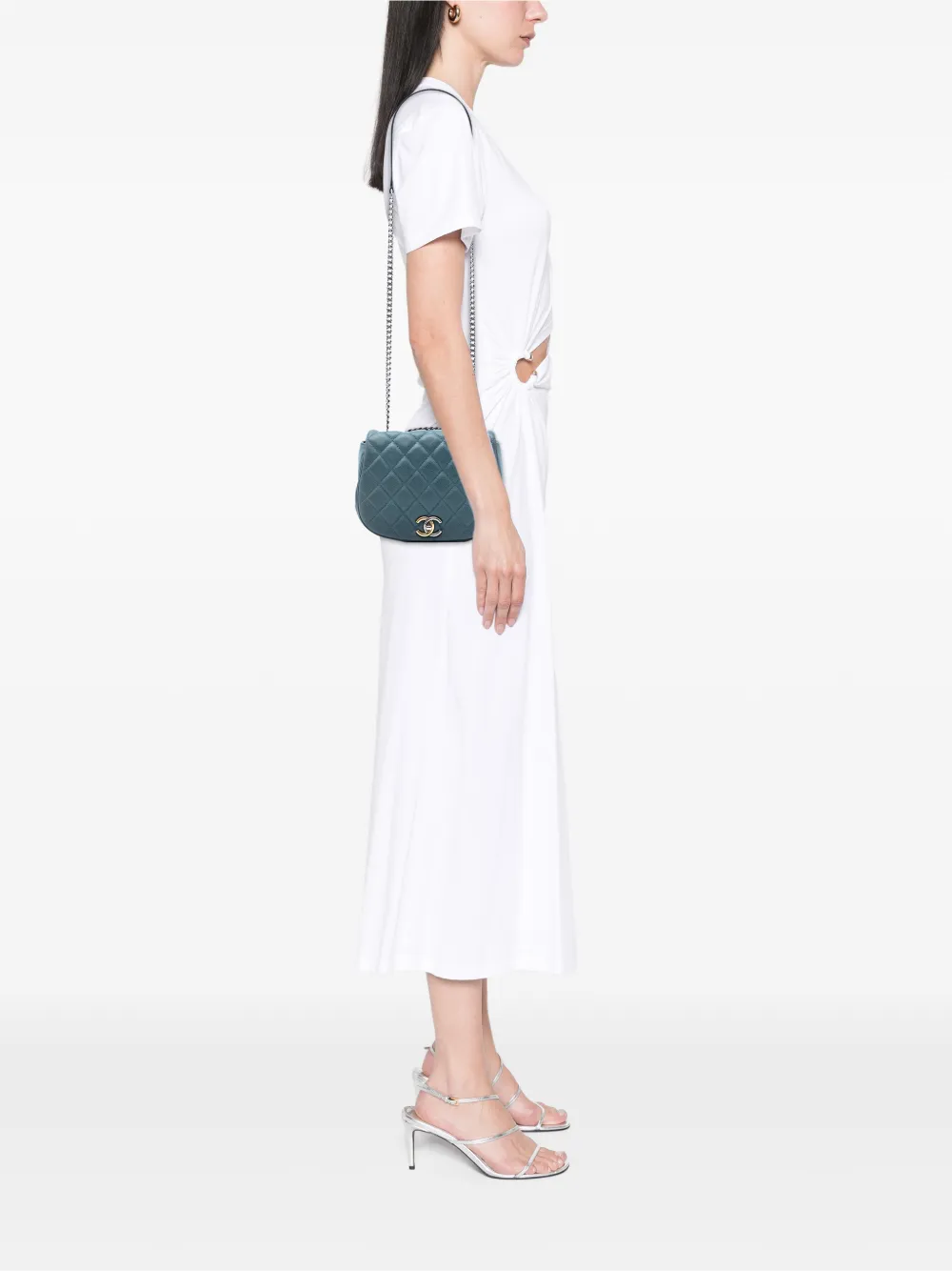  Chanel Pre-owned Borsa A Tracolla Casual Pocket Piccola In Pelle Caviar Trapuntata Con Battente 2016-2017 - Blu 