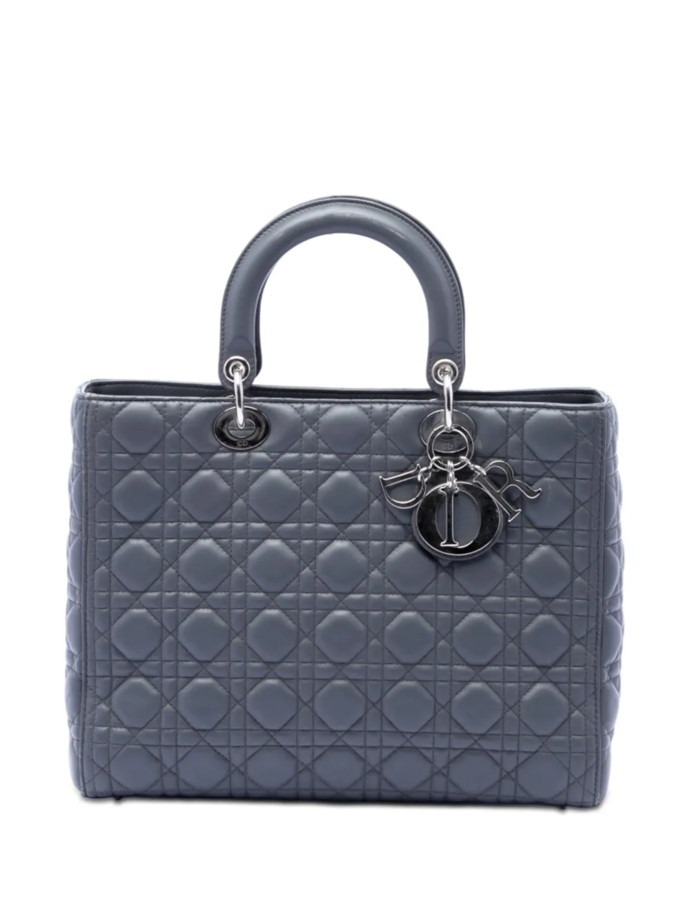 Christian Dior Pre-Owned 2013 Large Lambskin Cannage Lady Dior satchel - Grigio