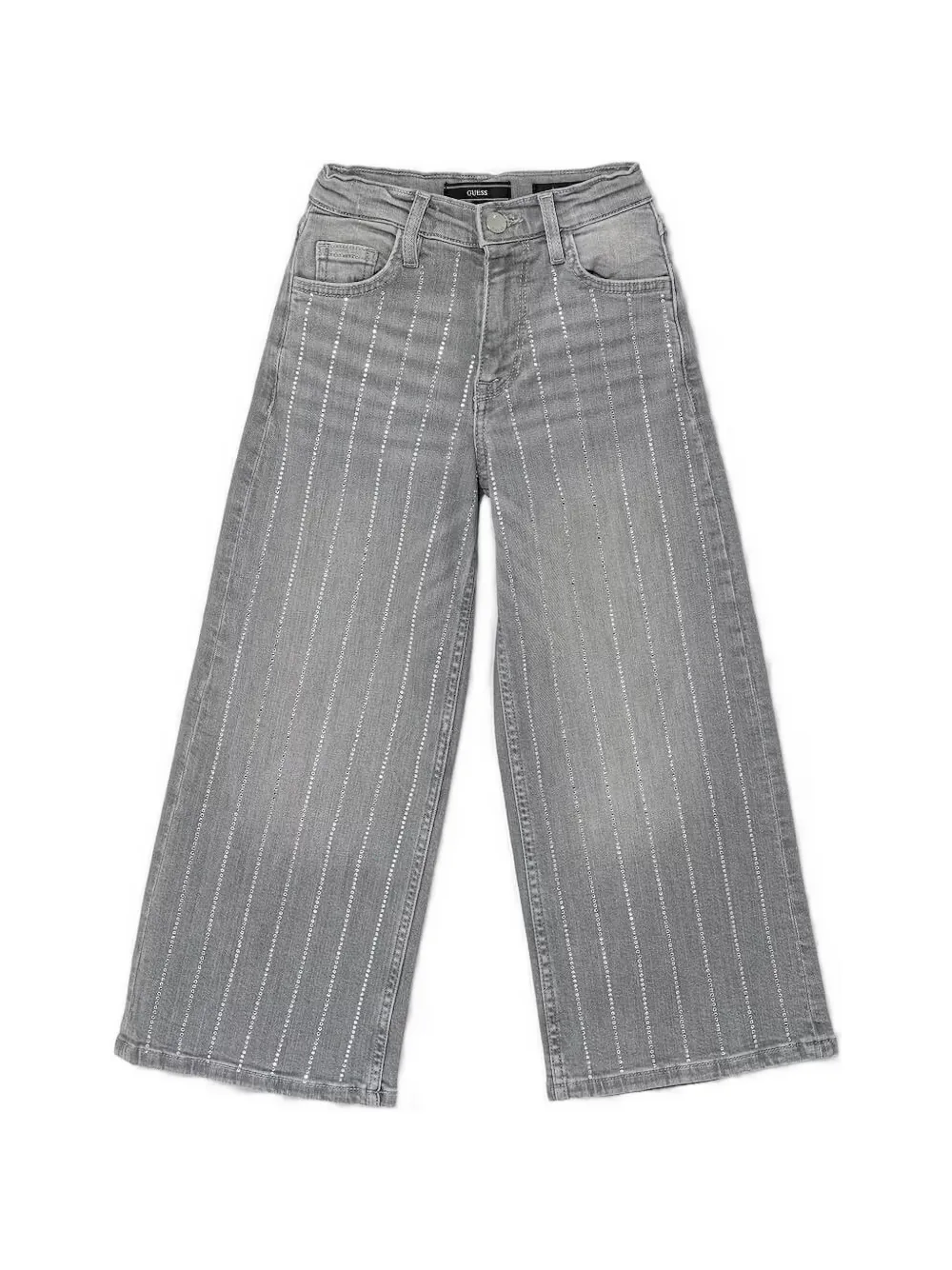 guess kids rhinestone-embellished wide-leg jeans - Grigio