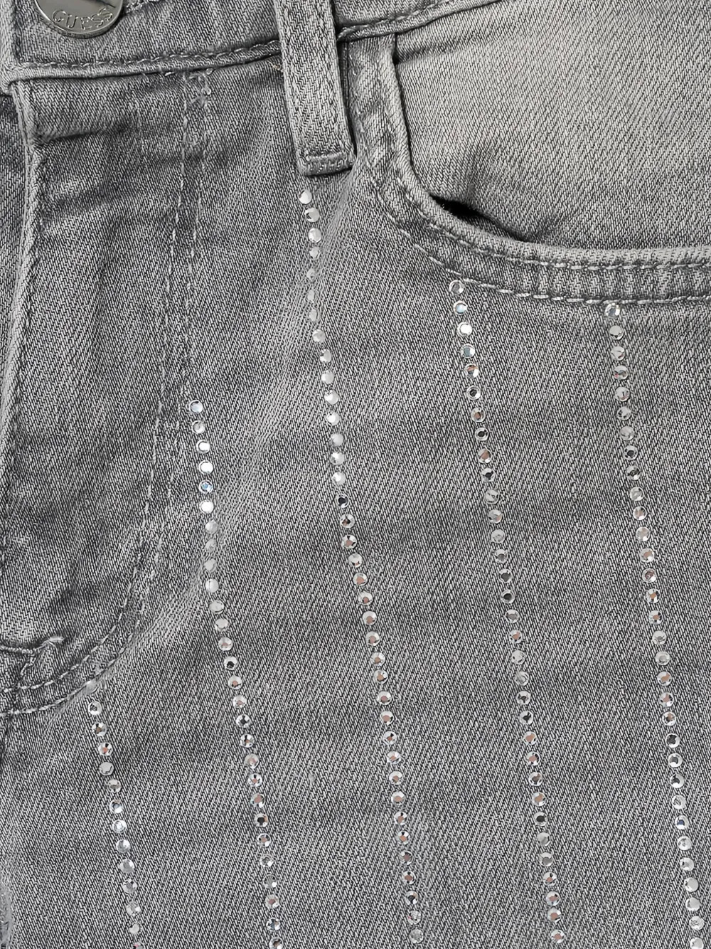 guess kids Jeans verfraaid met stras en wijde pijpen Grijs