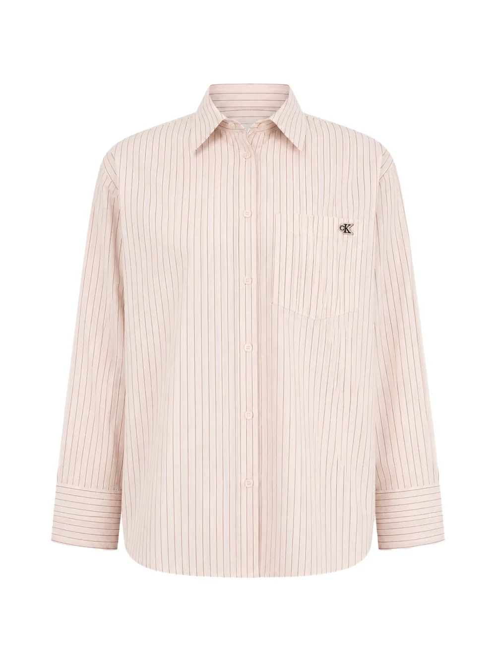 Calvin Klein striped logo-plaque shirt - Toni neutri