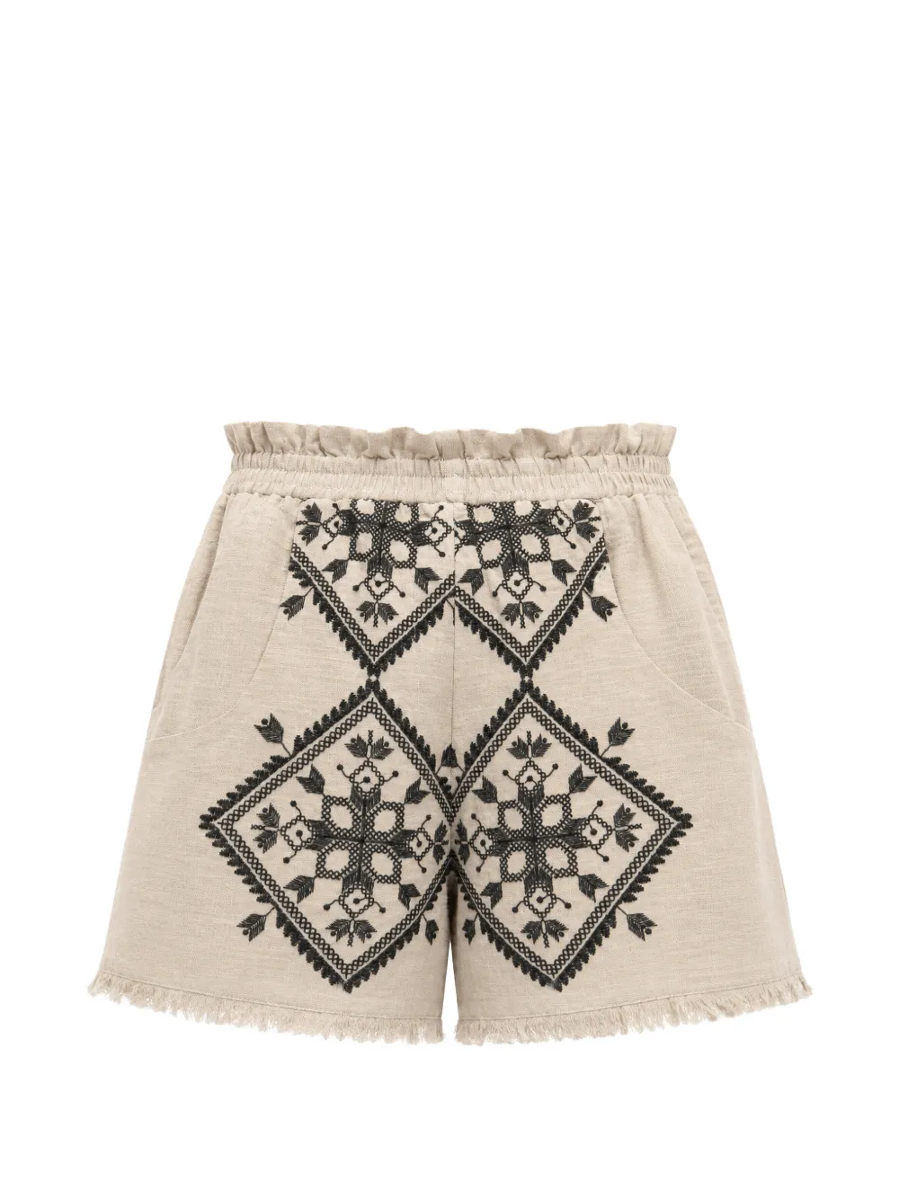 GREEK ARCHAIC KORI geometric-embroidery shorts - Toni neutri