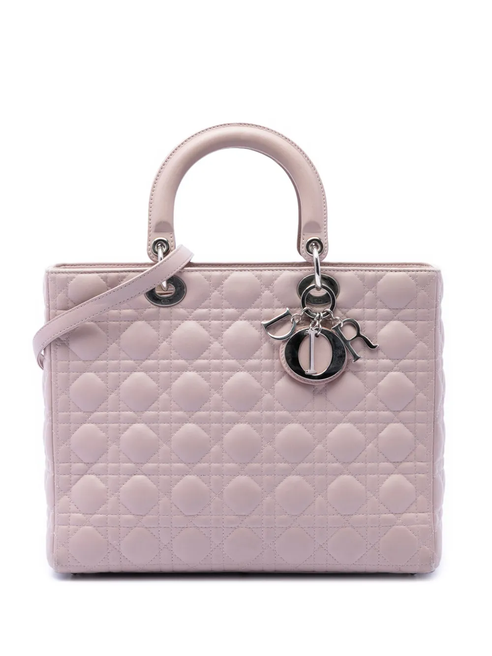 Christian Dior Pre-Owned 2012 Large Lambskin Cannage Lady Dior satchel - Pink
