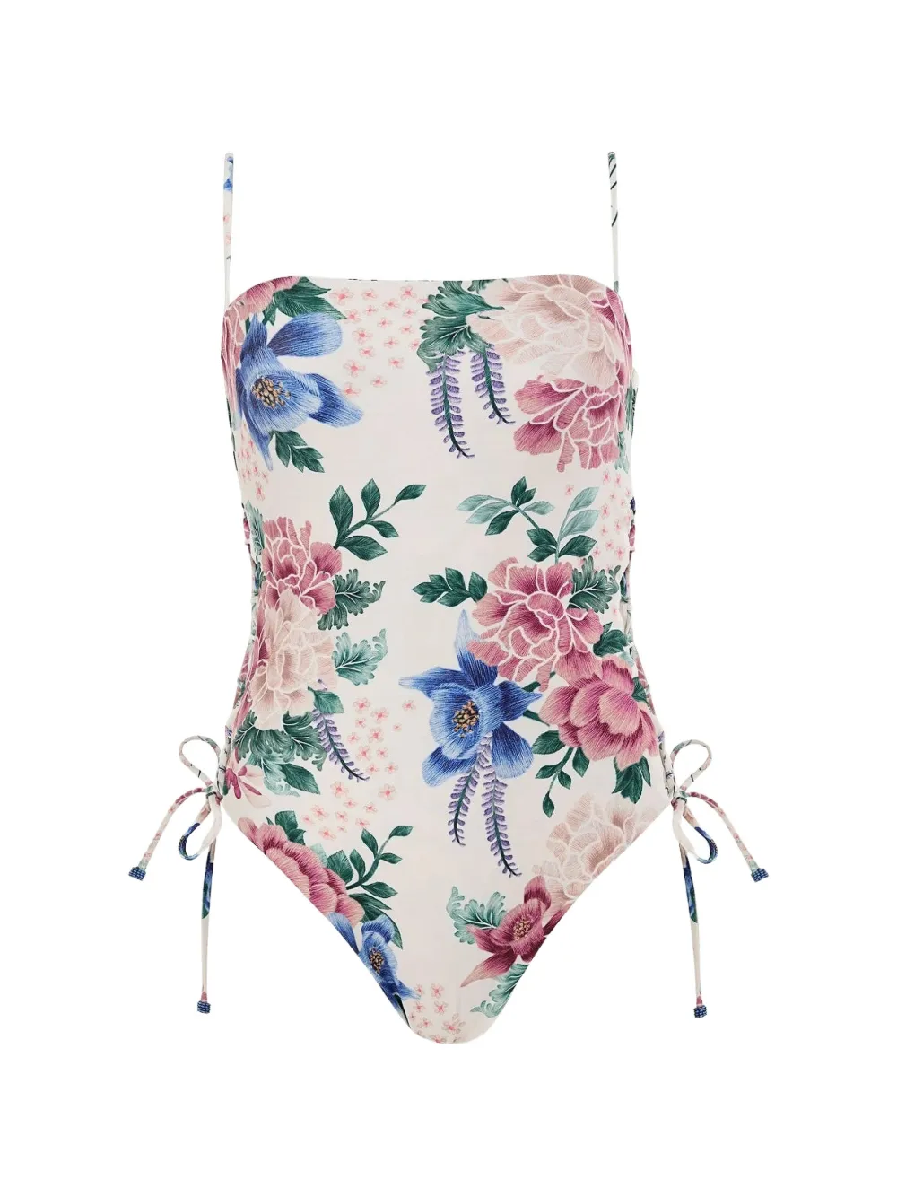 Agua Bendita Nader floral-print lace-up swimsuit - Bianco