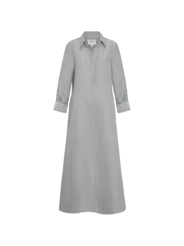 Twp Jenny's Striped Chest-pocket Dress in White