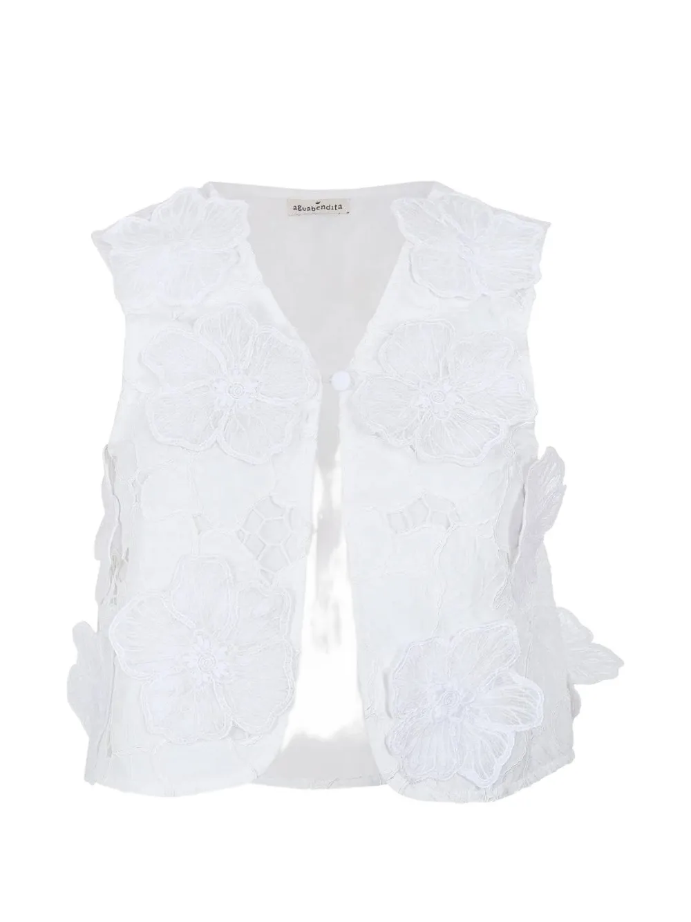 Agua Bendita Nader Mabel floral-appliqué lace waistcoat - Bianco
