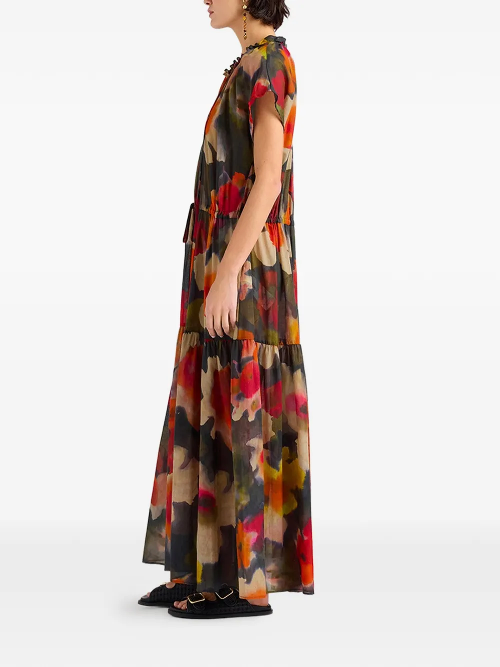 MOMONÌ Otero gelaagde maxi-dress met print Rood