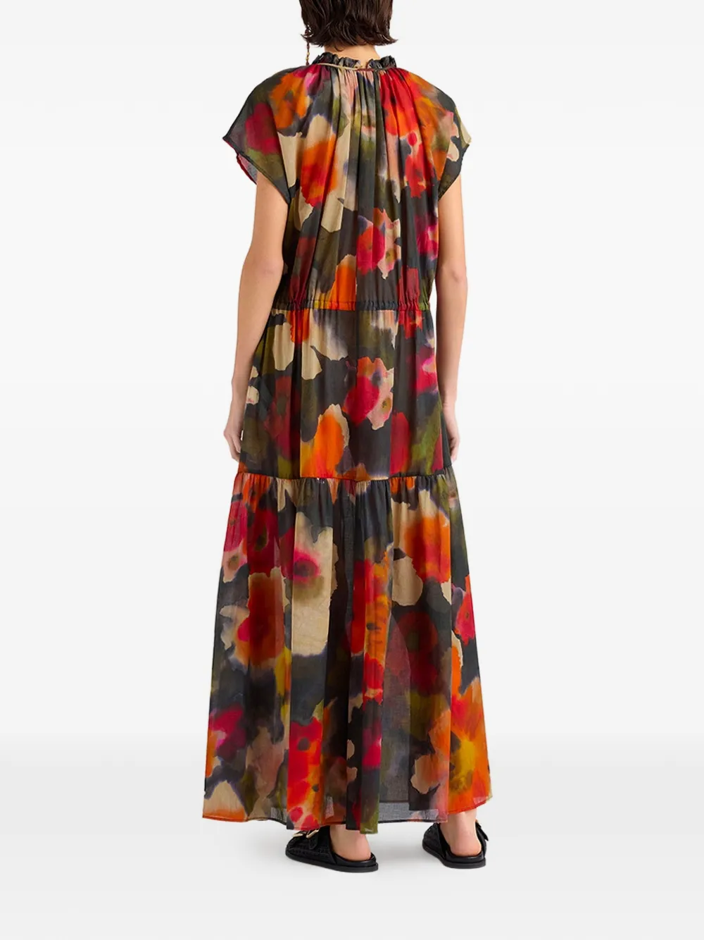 MOMONÌ Otero gelaagde maxi-dress met print Rood