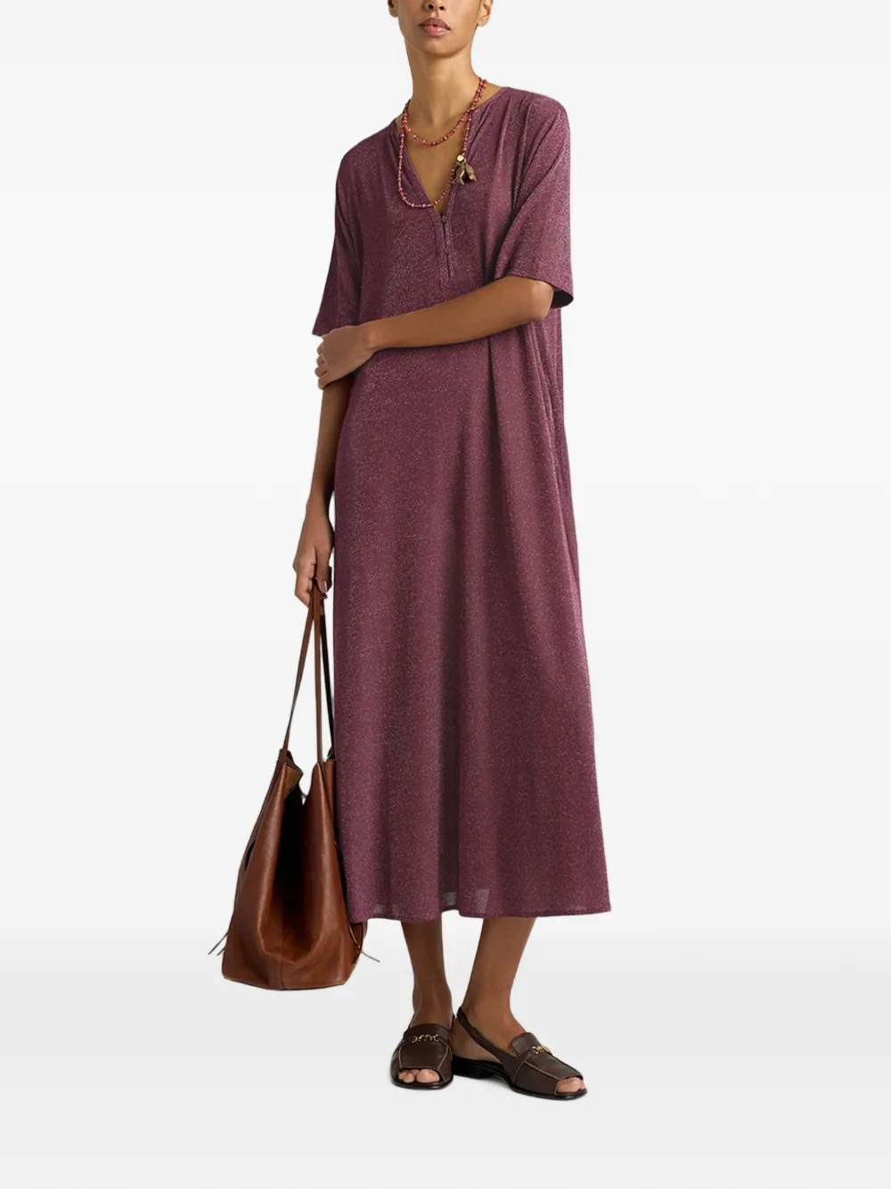 MOMONÌ Penelope midi-jurk Roze