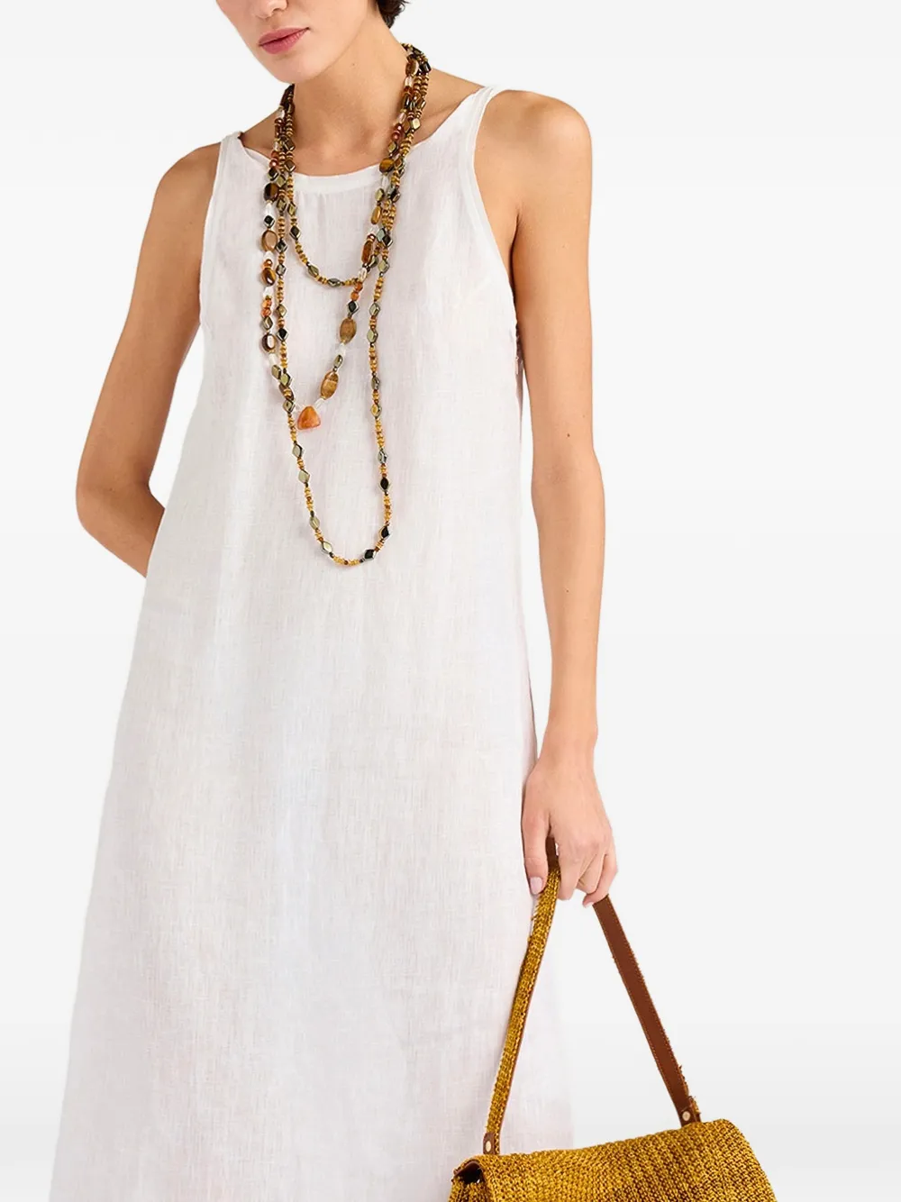 MOMONÌ Ximena maxi-dress met torchon bandje en split Wit