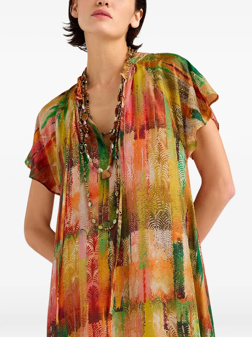 MOMONÌ Paloma maxi-dress met print Groen