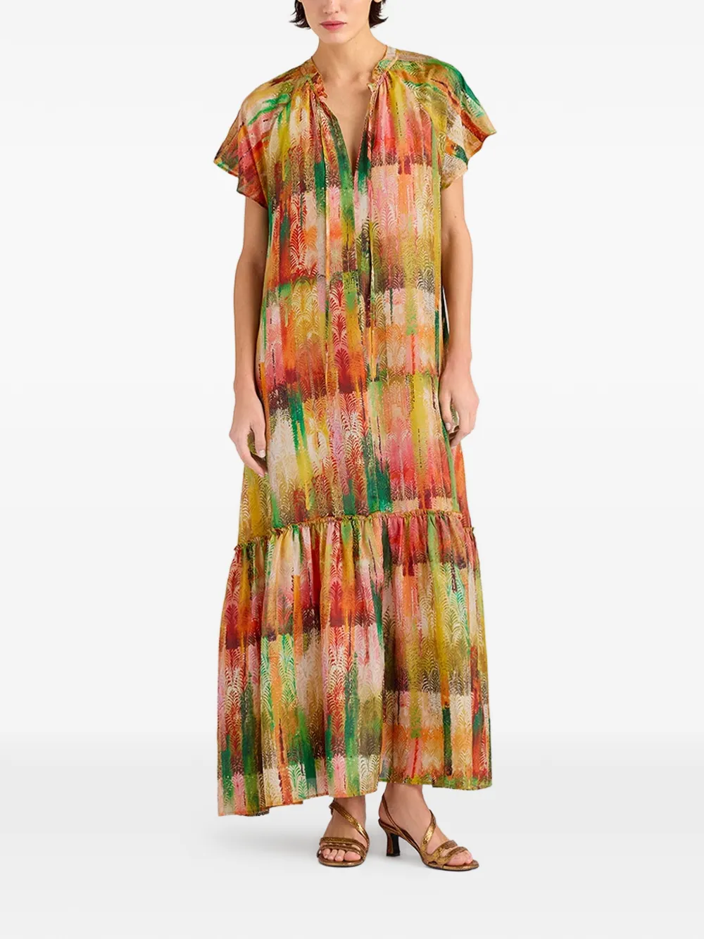 MOMONÌ Paloma maxi-dress met print Groen
