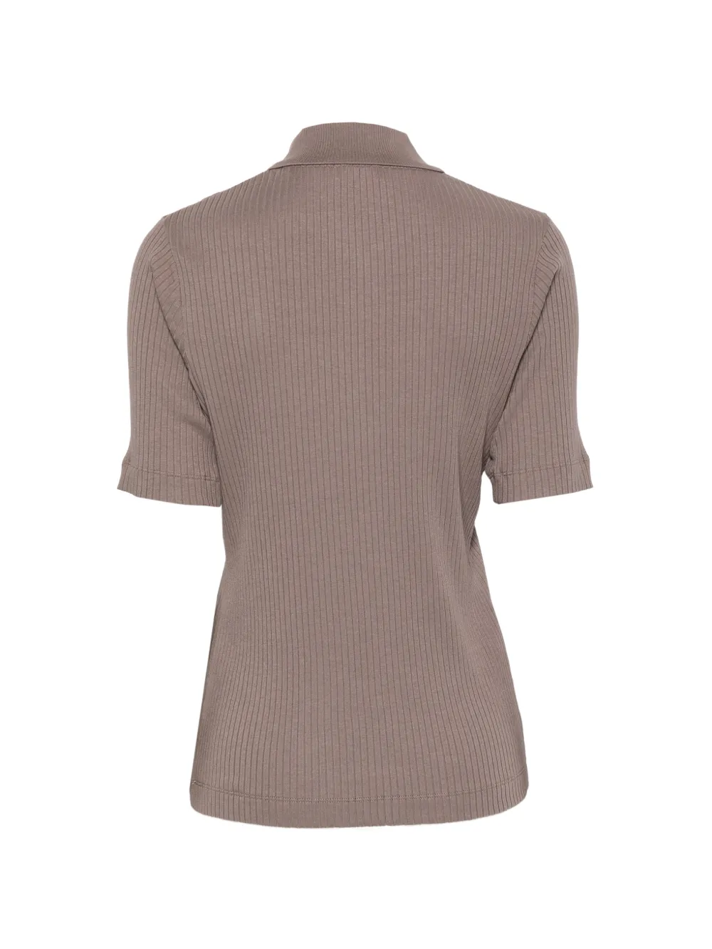 Marc O'Polo Ribgebreid poloshirt Bruin