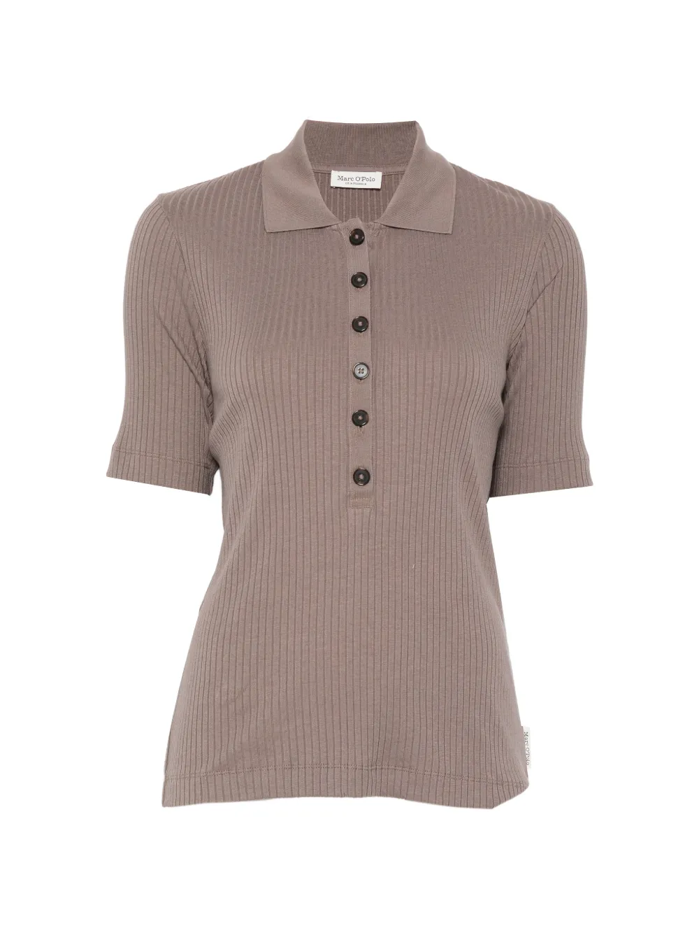Marc O'Polo ribbed-knit polo shirt - Marrone