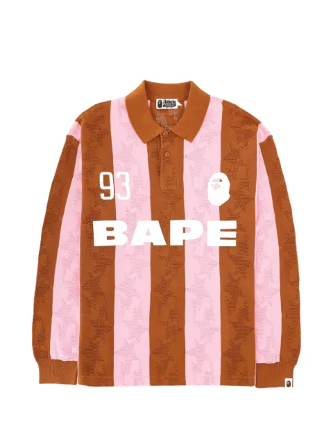 A BATHING APE® striped long-sleeve polo shirt