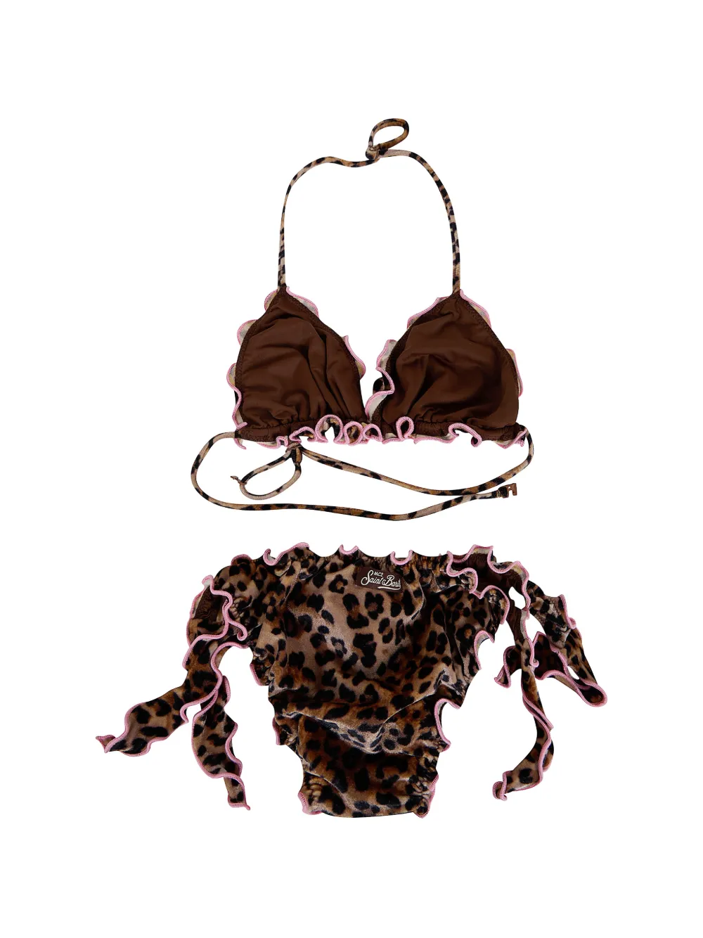  Mc2 Saint Barth Kids Leopard-print Ruffled Bikini - Marron 