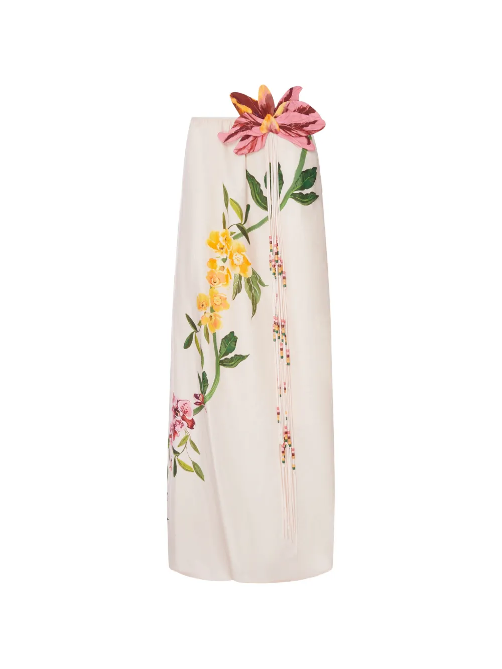 FARM Rio floral-print asymmetric dress - Nude