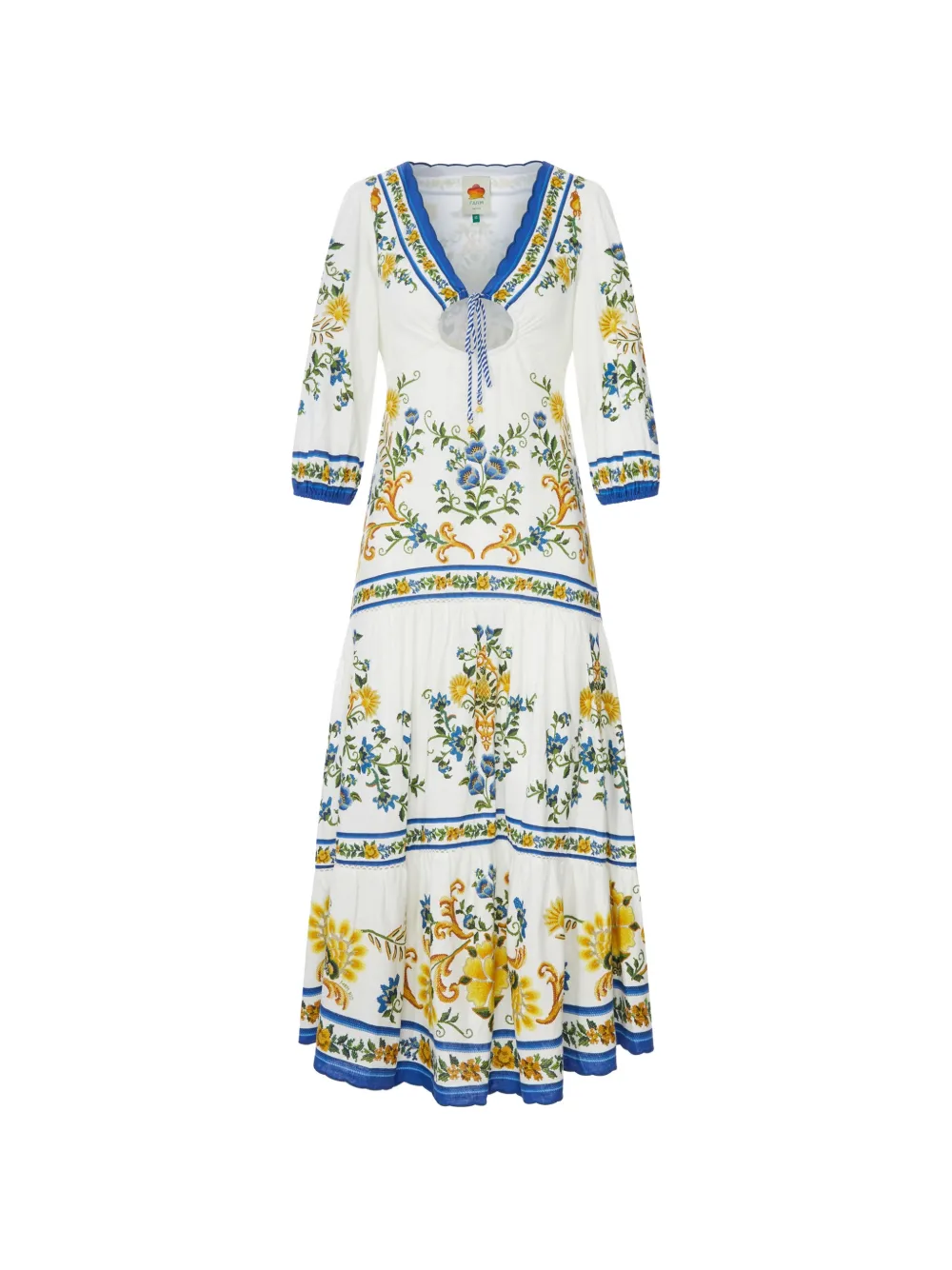 FARM Rio Emily floral-print cut-out midi dress - Bianco
