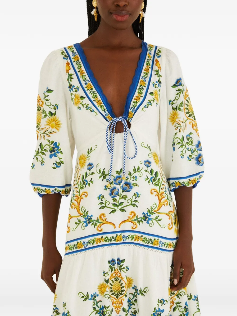 FARM Rio Jurk met bloemenprint Wit