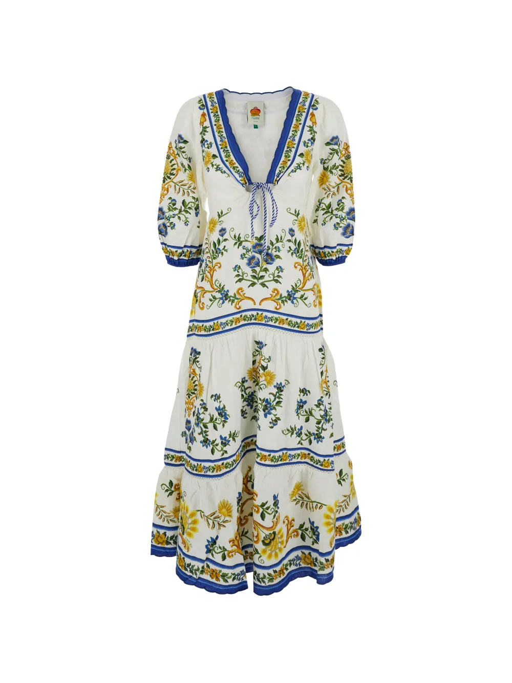 FARM Rio Emily floral-print cut-out midi dress - White