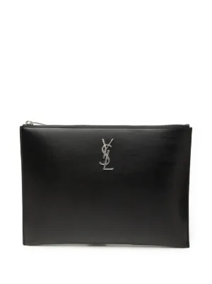 Saint Laurent Chevron Chain Clutch Bag | Black | FARFETCH
