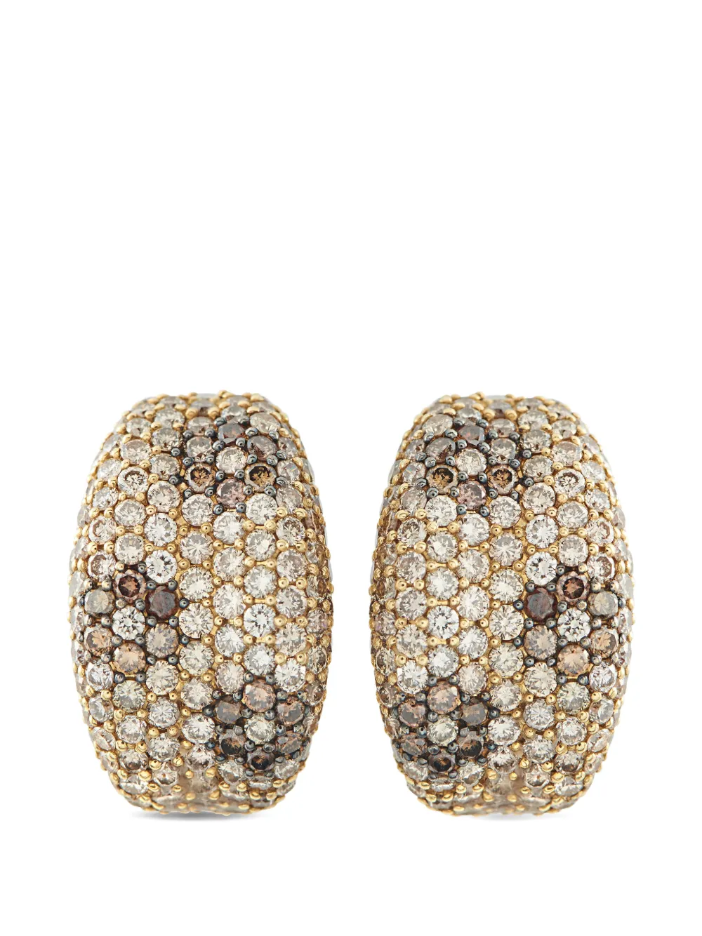 Pre-owned Roberto Coin Fantasia Diamond Clip-on Earrings In Gold