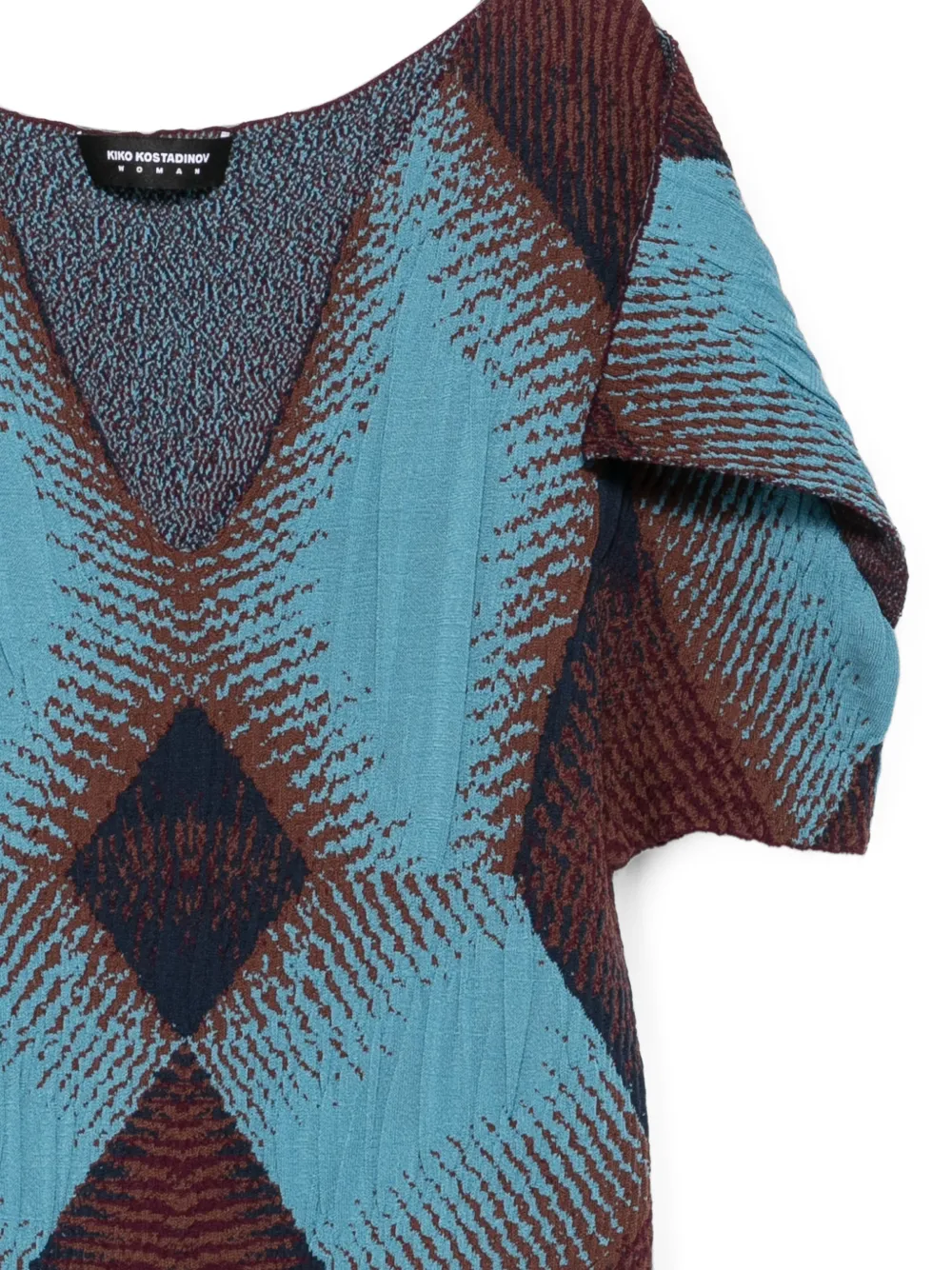 Kiko Kostadinov Ikat jurk met argyle jacquard Blauw