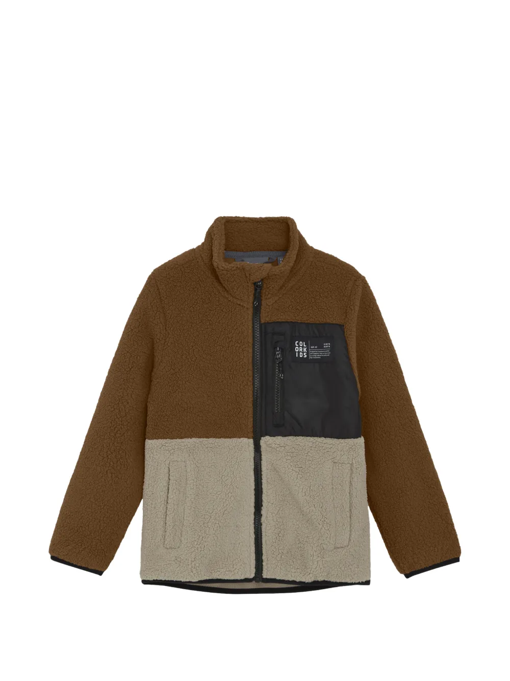 COLOR KIDS Felpa in pile con design color-block - Marrone