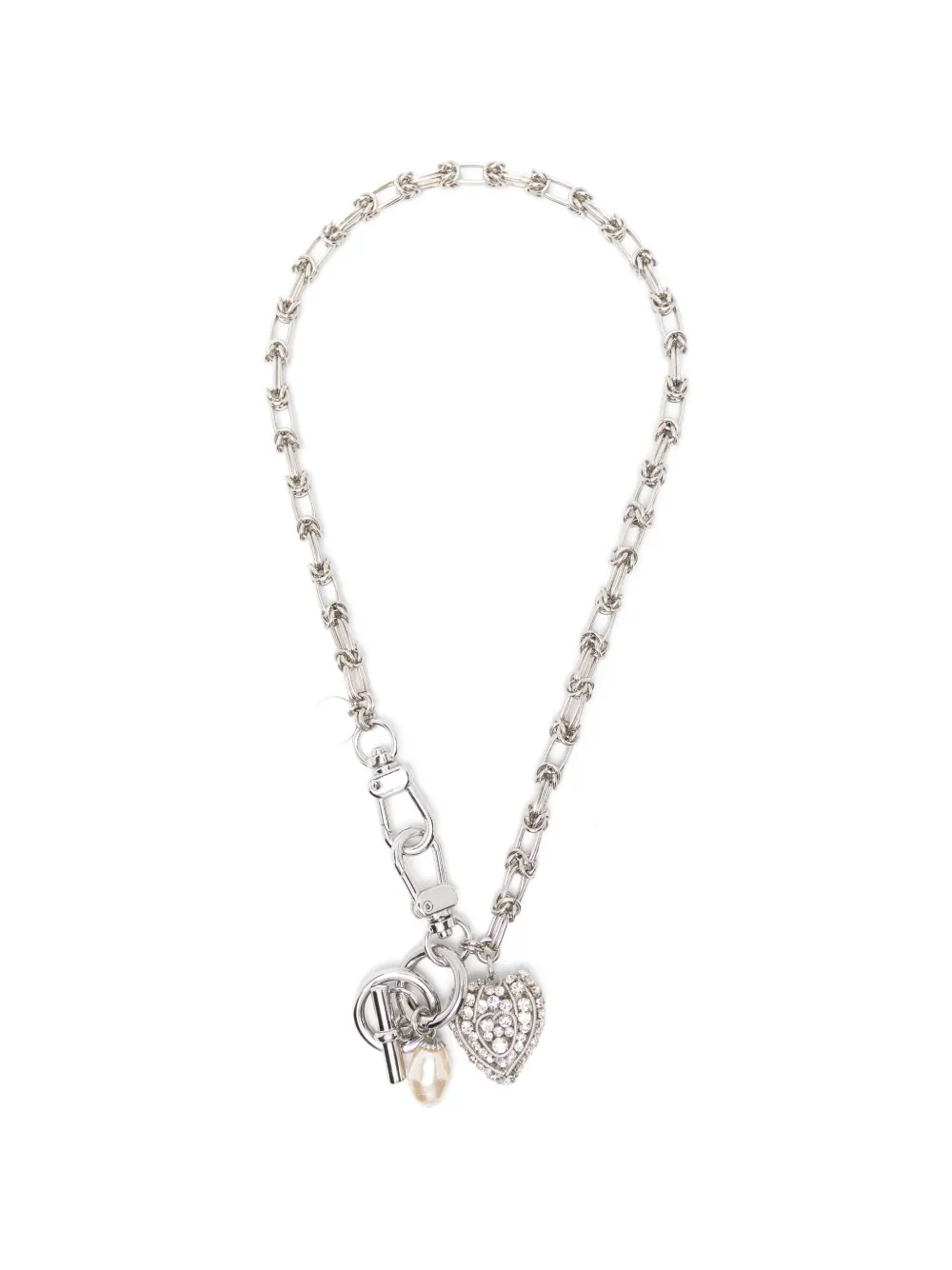 Nº21 crystal-embellished heart-pendant necklace - Argento