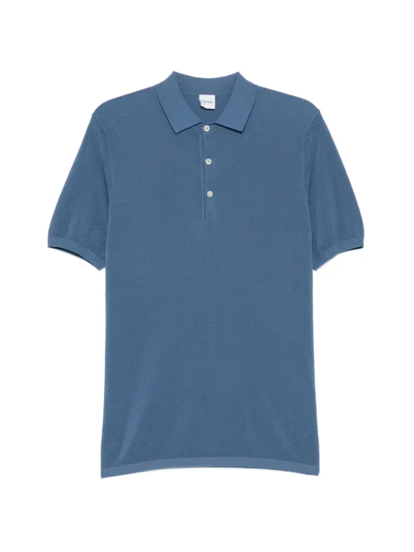 ASPESI Garment-dyed Pique-stitch Polo Shirt in Blue