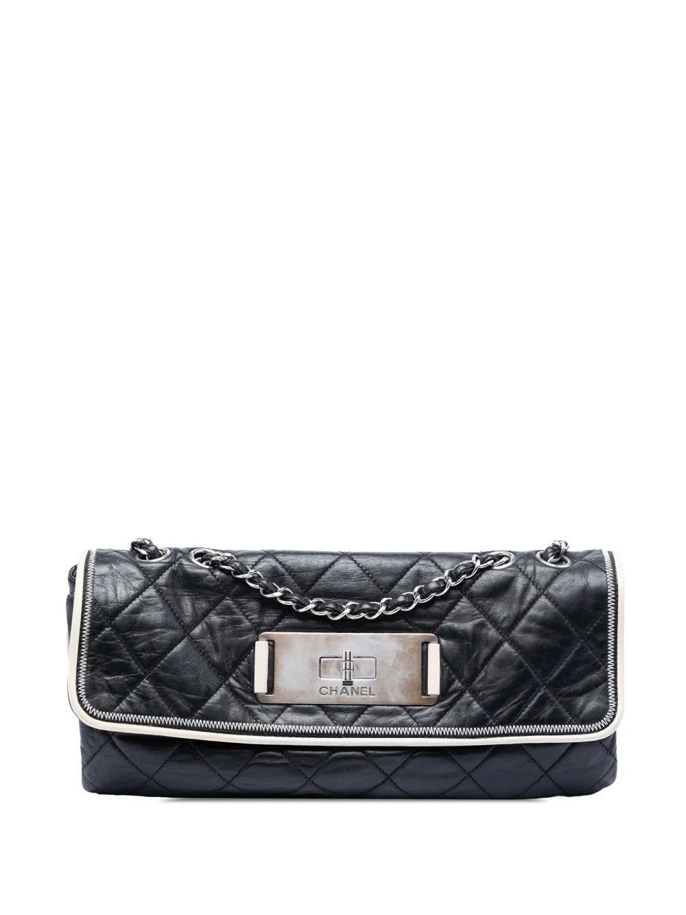 CHANEL Pre-Owned 2008-2009 Quilted Lambskin East West Mademoiselle Flap shoulder bag - Black