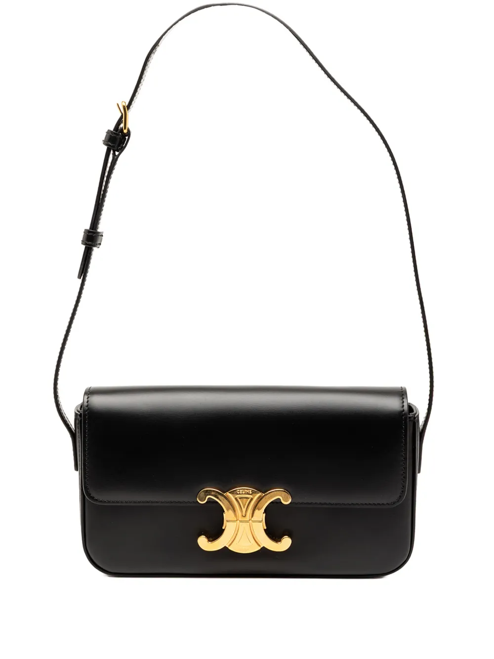 Celine Pre-Owned 2026 Shiny Calfskin Triomphe Claude shoulder bag - Nero